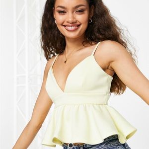 NWOT ASOS Petite Scuba yellow cami with peplum